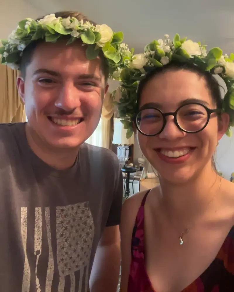 Candid photo of Jackie and Dylan