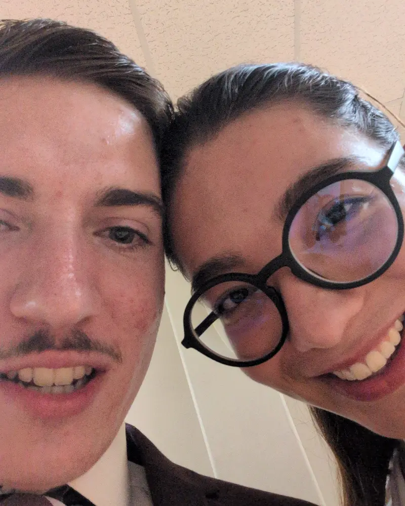 Candid photo of Jackie and Dylan